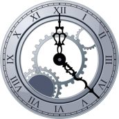 silver clock graphic